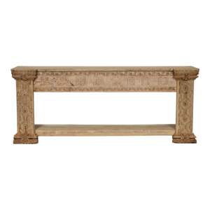 Mesa Consola de Madera Tallada a Mano, Mesa de Entrada Rústica India, Mesa de Sofá de Madera Tallada Ornamentada, Muebles de Decoración para Sala de Estar - Product Image 1