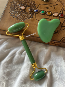 Ensemble européen magnifique sculpté en jade vert Gua Sha fait à la main Feng Shui baguettes de massage naturelles visage corps Relaxation en cristal de gros - Product Image 5