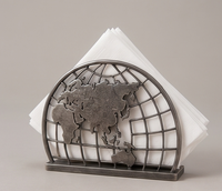 Porte-serviettes en métal design globe terrestre, texture moulée, pour cuisine et salle à manger, article pour commande en gros