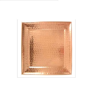 Copper <b>Serving</b> <b>Tray</b> Stainless Steel <b>Gold</b> Plated Hammered Design Dry Fruits for <b>Tray</b> Copper Handle At Your Budget - Product Image 4