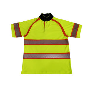 Camiseta de Seguridad de Alta Visibilidad, Ecológica, Transpirable, de Manga Corta, Talla Grande, para Hombre, de Malla, Naranja Marino, Clase 2, Ropa de Trabajo, 180g - Product Image 1