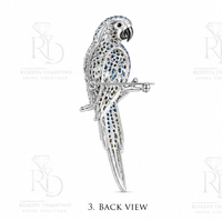 Broche de luxe en argent sterling 925 avec pierres multicolores en forme de perroquet tropical, épingle de revers pour blazer et sherwani, pièce maîtresse