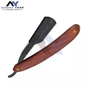 Navaja de Afeitar Profesional para Hombre, de Acero Inoxidable, Mango de Madera Roja, Bloqueo Deslizante, Cuchilla Reemplazable, Herramienta de Barbería para Afeitar Cara y Cuerpo - Product Image 1