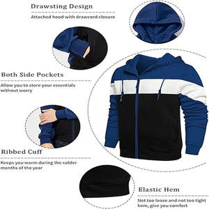 Customized Logo High-quality Pure Cotton Men's Hoodie Sportswear Super Large Hoodie Unisex zipper Hoodies with panel work - Product Image 4