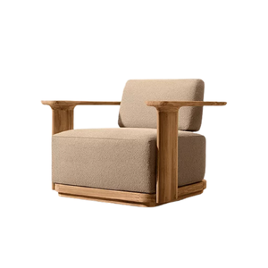 Sillón de Exterior de Alta Gama, Acabado Natural en Teca Premium, Pedestal Grueso y Resistente, Asiento Cómodo, Muebles de Lujo para Hotel - Product Image 1
