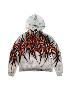 Sudadera con Capucha para Hombre, Estilo Tie Dye, Desgastada, Invierno, Streetwear Japonés, Algodón, con Estampado en Relieve de Olas del Océano, Suministro ODM - Product Image 2