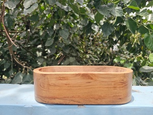 Bol ovale en bois fait main, bois naturel, décoration d'intérieur, récipient rustique - Product Image 4