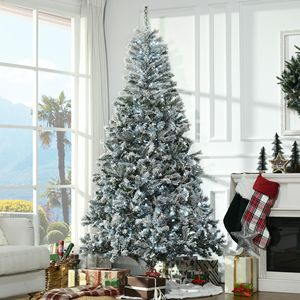 Albero di Natale Artificiale Preilluminato con 75 Luci LED Bianco Freddo, Rami Innevati, Apertura Automatica, Decorazioni Natalizie Verdi - Product Image 2