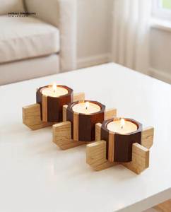 Modern <b>Rustic</b> Handmade Wooden Candle Holder & Stand for Christmas Home Decor Meditation/Yoga Rooms - Product Image 3