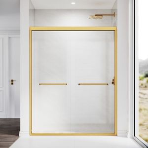 Porta Doccia in Vetro Temperato Trasparente Certificato Spesso 50-54 Pollici L X 72 Pollici Porta Doccia Scorrevole Semi-Frameless Regolabile in Altezza - Product Image 1