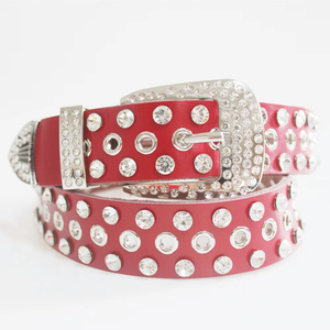 Cinturones de Cuero Genuino para Mujer con Hebilla Decorativa de Aleación con Diamantes, Anchos y Modernos con Pedrería para Combinar con Jeans y Pantalones - Product Image 3