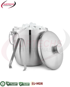 Surtechs 2 Liter Ice Bucket with Serving Tongs Stainless Steel Double Wall Insulated Ice Holder <b>Bar</b> Accessories Durable Set - Product Image 3