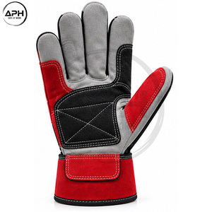 Gants de travail en cuir de qualité supérieure, à doigts entiers, avec paume et panneaux des doigts renforcés, manchette élastique, pour usage industriel intensif - Product Image 5