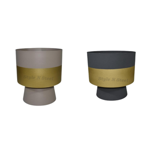 Macetero Moderno y Clásico para Interiores y Exteriores, Recubierto de Polvo Dorado, Resistente y Multiusos, con Drenaje - Product Image 3