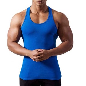 Camiseta sin mangas de punto transpirable para hombre, color azul sólido, cuello redondo, estilo casual, poliéster, para entrenamiento. - Product Image 1