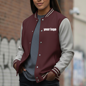 Chaqueta de Béisbol Varsity Holgada y Moderna Hecha a Medida para Mujer, Transpirable, de Algodón y Lana, con Diseño de Logotipo Personalizado - Product Image 4