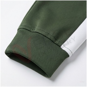 Ensemble de survêtement vert pour homme, manches longues, col montant, fermeture éclair sur le devant, couleur unie, respirant, coupe décontractée, vêtements d'automne - Product Image 6