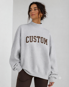 Women's Oversized Mockneck Sweatshirt Cotton Fleece Blank Ready For Custom Printing And Embroidery - Product Image 1