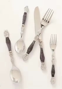 Juego de cubiertos de acero inoxidable y resina de alta demanda, nuevo y brillante, para decoración nórdica del hogar, juego de cubiertos metálicos ecológicos. - Product Image 3