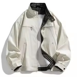 <b>Men's</b> Eco-Friendly <b>Long</b> Washed Front Zipper Loose Lapel Coats & <b>Jackets</b> Simple Versatile Casual Spring Autumn - Product Image 5