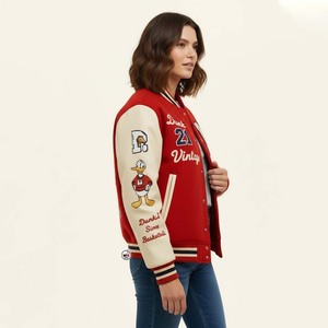 MRI Made Vintage Varsity <b>Jacket</b> <b>Men</b> Red Cream Sleeve Embroidered M <b>Letter</b> Patch Design Baseball Style Turn-down Collar <b>Jackets</b> - Product Image 6