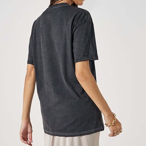 Top Corto Oversize para Mujer, Cuello Alto, Manga Corta, 100% Algodón Jersey, Transpirable, Ecológico, Color Sólido, Corte Regular - Product Image 3
