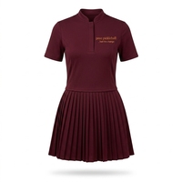 Robe de sport pour femme à manches courtes, col mandarin, jupe plissée, séchage rapide, longueur au-dessus du genou, pour le printemps et l'été