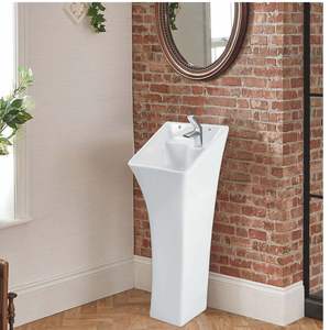 Premium Rectangular Ceramic Wall Hung Washbasin With Half Pedestal 310x300x890mm Floating Bathroom Sink For Narrow Bathrooms - Product Image 3