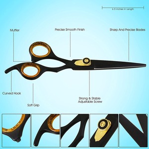 Ciseaux de barbier professionnels en acier inoxydable pour la coupe et l'éclaircissement des cheveux, série Razor Edge, avec réglage fin - Product Image 5