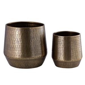 Pot de fleurs moderne en métal avec finition texturée pour la décoration intérieure - Product Image 2