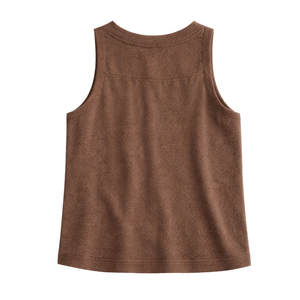 Camiseta sin mangas con botones texturizados para mujer, blusa informal de verano, holgada, transpirable, de punto, a la moda - Product Image 2