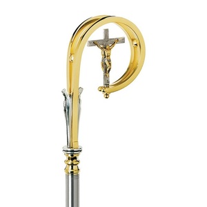 Élégante crozier d'évêque en laiton, fait main, finition argentée, bâton de marche cérémoniel pour église - Product Image 2