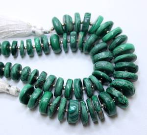 Perles en malachite lisses en forme de pneu, prix de gros, pour la fabrication de bijoux, pierres précieuses, taille 13x16 mm, longueur 5,5 pouces - Product Image 2