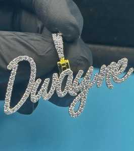 Colgante de Hip Hop con Diamantes Moissanite VVS, Colgante Personalizado con Nombre en Letras, Chapado en Oro sobre Plata 925 para Hombre - Product Image 5