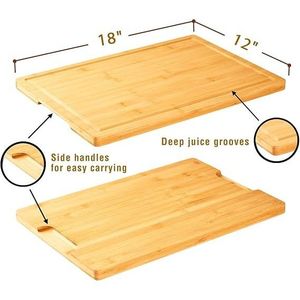 Grande planche à découper en bambou de 18 pouces pour la cuisine, planche à charcuterie en bois avec poignées latérales, bloc de découpe en bois pour râper et recueillir les jus - Product Image 3