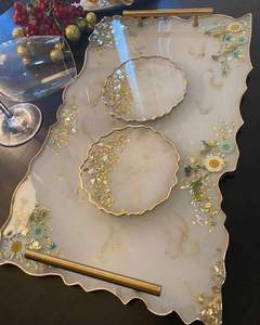 Bandeja de Resina para Servir Alimentos con Asas, Diseño Moderno, Plegable, Apta para Lavavajillas, para Uso en Cocina, Mesa de Comedor, Desayuno, Café, Postres - Product Image 3