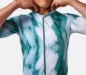 Maillot de Ciclismo Personalizado Verde Abstracto Unisex de Alto Rendimiento con Cremallera Completa para Bicicleta de Carretera, Transpirable, que Absorbe la Humedad, 100% Poliéster Sublimado - Product Image 6