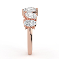 Cincin Berlian Emas Putih Solid Buatan Laboratorium dengan Berbagai Bentuk Marquise, Emerald, Oval, Pear, Cushion, Tata Letak Asimetris Patchwork