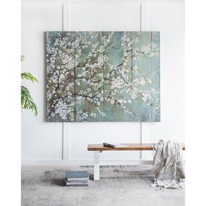 Saison bianco fiore di ciliegio stampa su tela Set 18.5 \ "X 59 \" decorazione da parete per soggiorno camera da letto ingresso ufficio Set di 4 - Product Image 3
