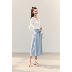 Women Ribbed Knit Midi <b>Skirt</b> Adjustable Waist Drawstring, Comfortable Casual Fashion <b>Skirt</b>, Bulk Wholesale for Global Brands - Product Image 1