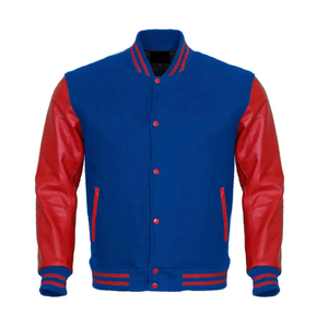 เสื้อแจ็คเก็ตวาร์ซิตี้ขนสัตว์คอตั้งปักโลโก้ตามสั่งสำหรับผู้ชาย พร้อมลายปะติดและลายการ์ตูน สำหรับฤดูหนาว แบบ unisex - Product Image 1
