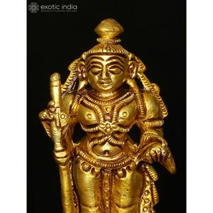Petite sculpture en laiton faite à la main de la divinité tantrique hindoue Article de cadeau indien de 3 pouces fabriqué en Inde - Product Image 3