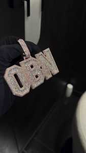 Custom Letter Name OBW <b>Pendant</b> 10K 14k <b>Solid</b> <b>Gold</b> 925 Silver Rose <b>Gold</b> Lab Grown Diamond Fully Iced Out Hip Hop Charm Jewelry - Product Image 4