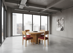 Juego de Mesa de Centro Redonda Moderna con 4 Sillas de Madera de Fresno Maciza y Chapa de MDF, Ligero y Duradero - Product Image 5