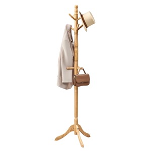Perchero de pie de madera con ganchos en forma de rama para almacenamiento en la entrada, diseño minimalista, acabado marrón - Product Image 2