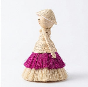 Figura de Muñeca Tejida a Mano Sellease K5 con Falda Morada, Decoración Art Deco para el Hogar, Adorno de Mesa Interior, Fibra de Sisal y Plátano - Product Image 2