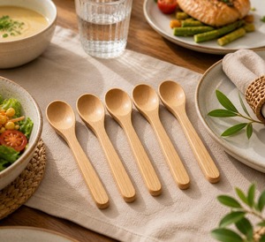 Eco Friendly Natural Wooden <b>Spoon</b> Fork Cutlery Set Rice Soup Ice Cream Wood Soup <b>Serving</b> <b>Spoons</b> - Product Image 5