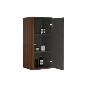 CC0414S305 Striped Walnut Floating Side <b>Cabinet</b> Wall Mounted Bathroom <b>Storage</b> for <b>Small</b> Spaces Pre Assembled - Product Image 2