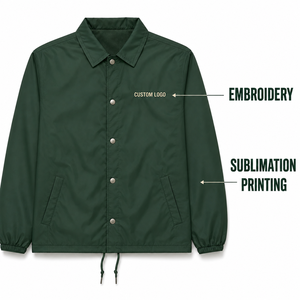 Fabricant de vestes d'entraîneur personnalisées, vêtements d'équipe en nylon résistant à l'eau avec broderie et impression - Product Image 6