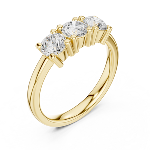 Anillo de compromiso y boda de tres piedras con diamante cultivado en laboratorio de corte brillante redondo DEF VVS VS de Aries Jewel, oro sólido de 14K, HPHT CVD - Product Image 2